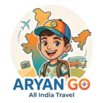 Aryan Go All India Travel website official logo featuring a cute boy mascot with India map background